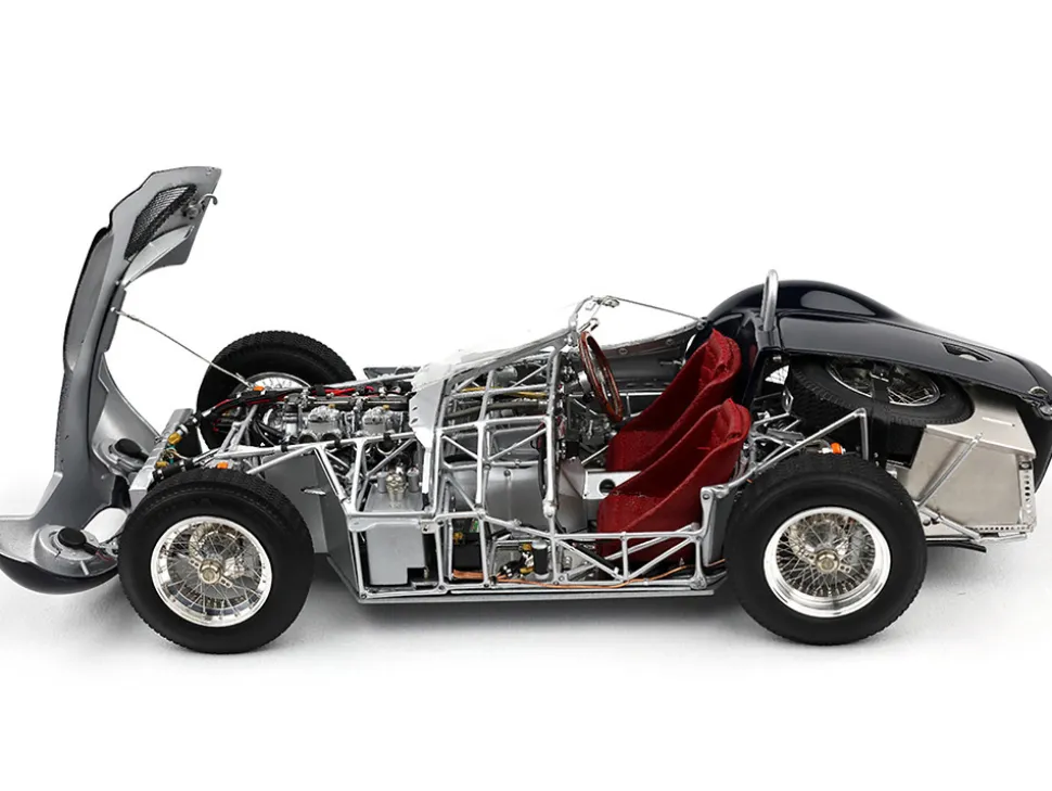 Maserati Tipo 60/61 "Birdcage" Dark Blue "Cut-Off Model" Limited Edition to 200 pieces Worldwide with Showcase and Baseplate 1/18 Diecast Model Car by CMC