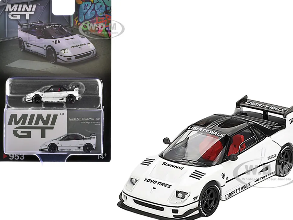 Mazda AZ-1 Liberty Walk LB40 RHD (Right Hand Drive) White with Black Top "2024 Tokyo Auto Salon" Limited Edition 1/64 Diecast Model Car by Mini GT