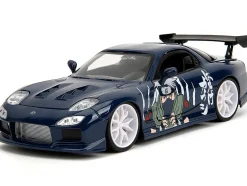 1993 Mazda RX-7 Dark Blue with Graphics and Kakashi Hatake Diecast Figure "Naruto Shippuden" (2009-2017) TV Series "Anime Hollywood Rides" Series 1/24 Diecast Model Car by Jada