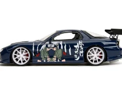 1993 Mazda RX-7 Dark Blue with Graphics and Kakashi Hatake Diecast Figure "Naruto Shippuden" (2009-2017) TV Series "Anime Hollywood Rides" Series 1/24 Diecast Model Car by Jada