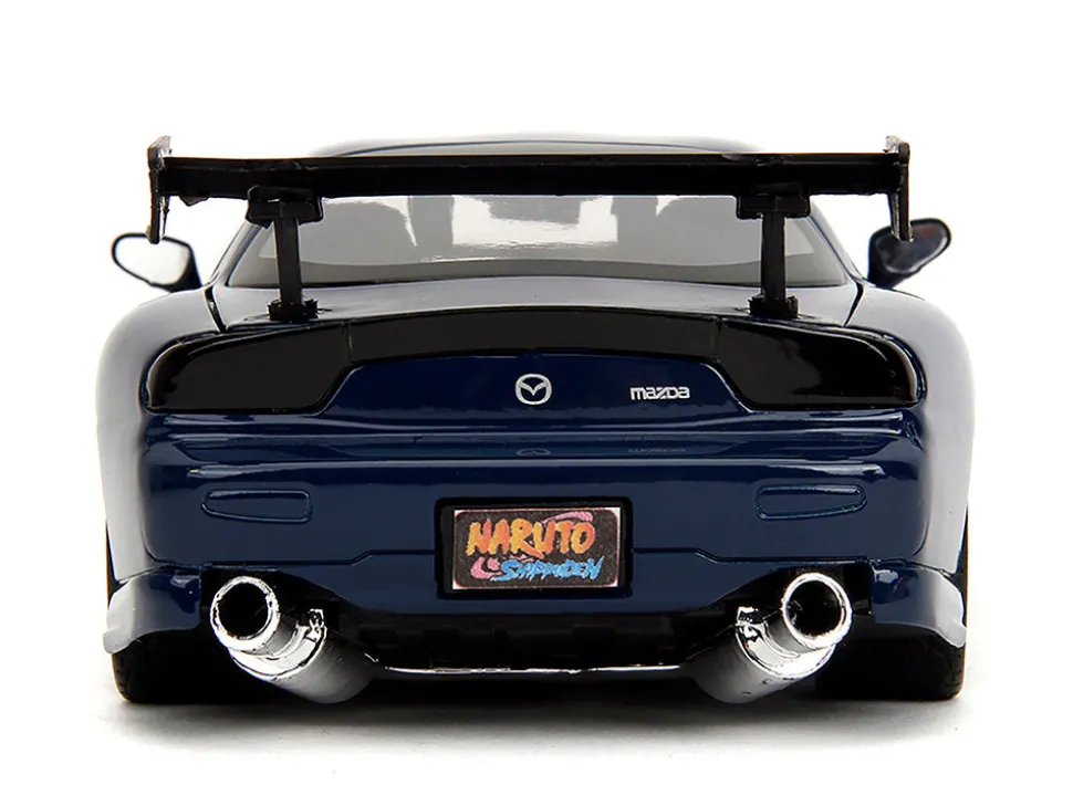1993 Mazda RX-7 Dark Blue with Graphics and Kakashi Hatake Diecast Figure "Naruto Shippuden" (2009-2017) TV Series "Anime Hollywood Rides" Series 1/24 Diecast Model Car by Jada