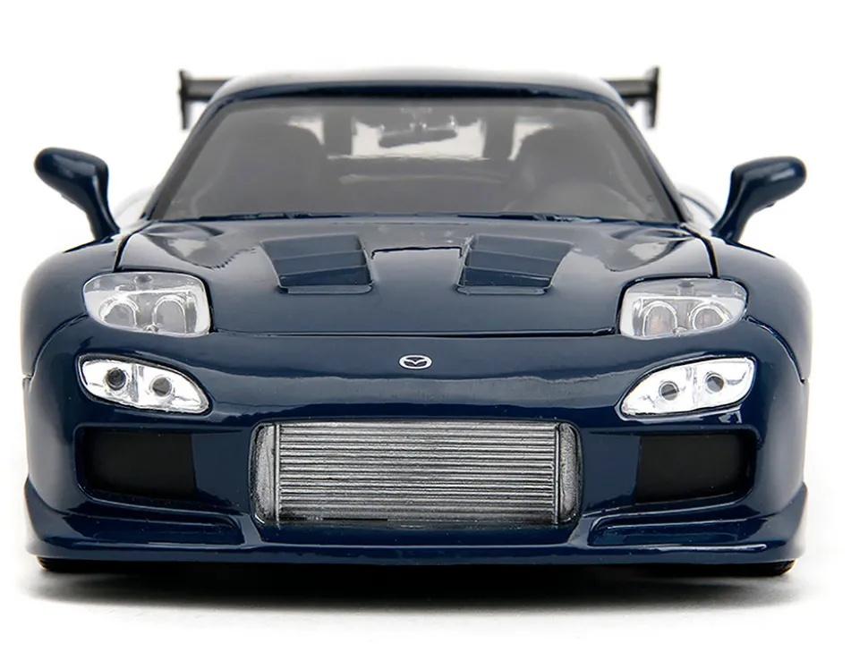 1993 Mazda RX-7 Dark Blue with Graphics and Kakashi Hatake Diecast Figure "Naruto Shippuden" (2009-2017) TV Series "Anime Hollywood Rides" Series 1/24 Diecast Model Car by Jada