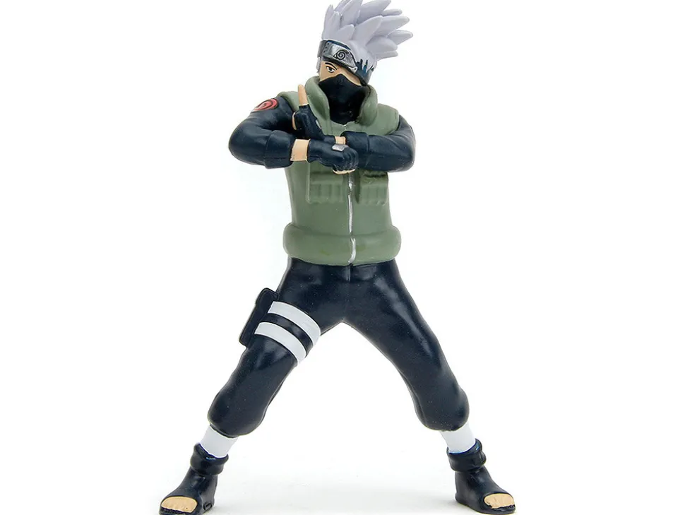 1993 Mazda RX 7 Dark Blue with Green Hood and Kakashi Hatake Diecast Figure Naruto Shippuden 2009 2017 TV Series Anime Hollywood Rides Series 1/24 Diecast Model Car Jada 34370