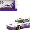Mazda RX-7 FC3S Pandem RHD (Right Hand Drive) #66 White and Purple with Graphics "Hobby64" Series 1/64 Diecast Model Car by Tarmac Works