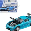 Mazda RX7 (FD3S) RE Amemiya RHD (Right Hand Drive) Light Blue with Carbon Hood "Tokyo Auto Salon 2026" 1/64 Diecast Model Car by Pop Race