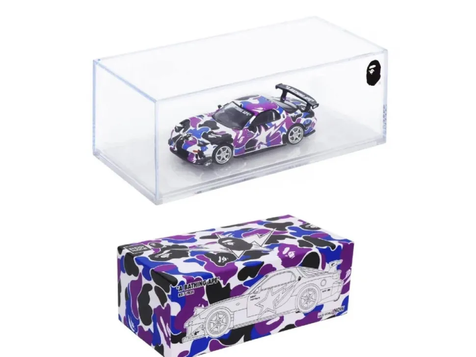 Mazda RX-7 (FD3S) RHD (Right Hand Drive) "BAPE (A Bathing Ape)" Purple Camouflage 1/64 Diecast Model Car by Pop Race