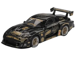Mazda RX-7 LB-Super Silhouette "FD-NILES" Black with Gold Graphics Limited Edition 1/64 Diecast Model Car by Mini GT