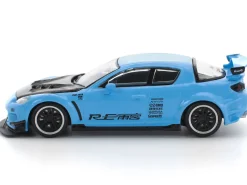 Mazda RX8 RE-Amemiya Widebody RHD (Right Hand Drive) Light Blue with Carbon Hood 1/64 Diecast Model Car by Pop Race