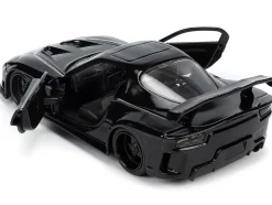 1995 Mazda RX 7 RHD Right Hand Drive Black and Black Panther Diecast Figure The Avengers Hollywood Rides Series 1/32 Diecast Model Car Jada 33078