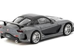 Mazda RX-7 "VeilSide Fortune7" RHD (Right Hand Drive) Gray Metallic and Black "Global64" Series 1/64 Diecast Model Car by Tarmac Works