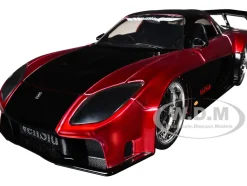 1995 Mazda RX-7 Widebody RHD (Right Hand Drive) "VeilSide" Black and Red Metallic "JDM Tuners" Series 1/24 Diecast Model Car by Jada