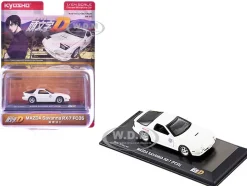 Mazda Savanna RX-7 (FC3S) RHD (Right Hand Drive) White "Initial D" Manga 1/64 Diecast Model Car by Kyosho