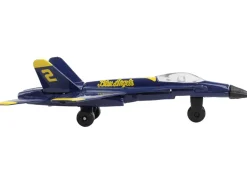 McDonnell Douglas F A 18A Hornet Fighter Aircraft Blue United States Navy Blue Angels #2 with Runway Section Diecast Model Airplane Runway24 RW090