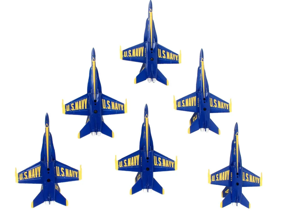 McDonnell Douglas F A 18 Hornet Aircraft Blue Angels United States Navy 6 piece Gift Set 1/150 Diecast Model Airplanes Postage Stamp PSBA001