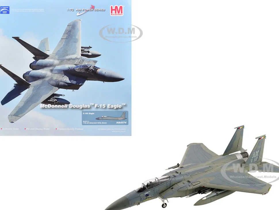 McDonnell Douglas F-15C Eagle Fighter Aircraft "85-0111, 11th Air Force, Elmendorf Air Force Base, Alaska" United States Air Force "Air Power Series" 1/72 Diecast Model by Hobby Master