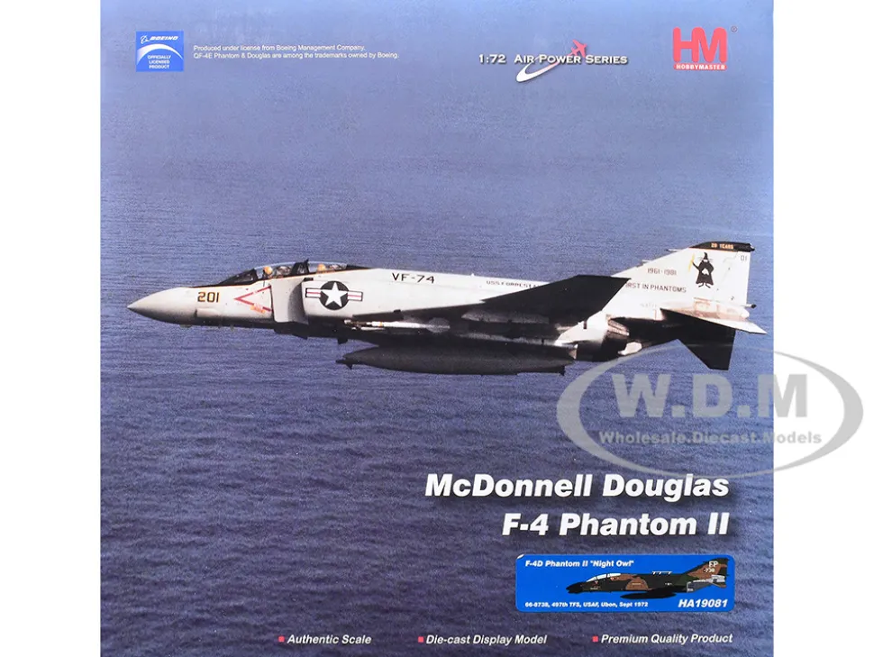 McDonnell Douglas F-4D Phantom II Fighter-Bomber Aircraft "66-8738, Night Owl, 497th TFS, Ubon RTAFB, Thailand" (1972) United States Air Force "Air Power Series" 1/72 Diecast Model by Hobby Master