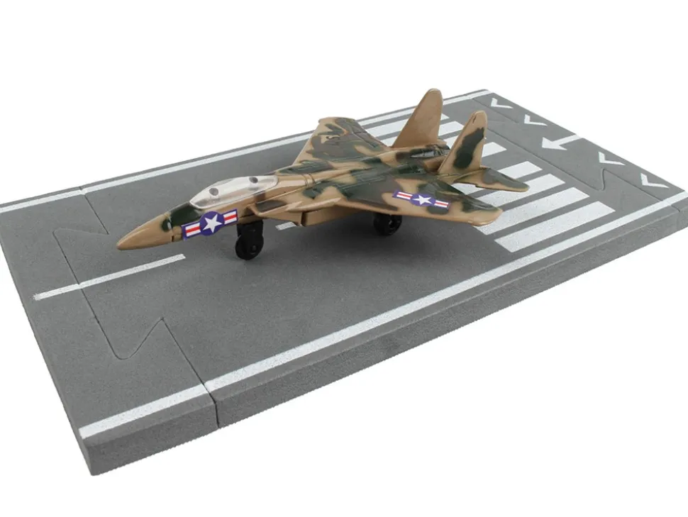 McDonnell Douglas F 15 Eagle Fighter Aircraft Desert Camouflage United States Air Force with Runway Section Diecast Model Airplane Runway24 RW120