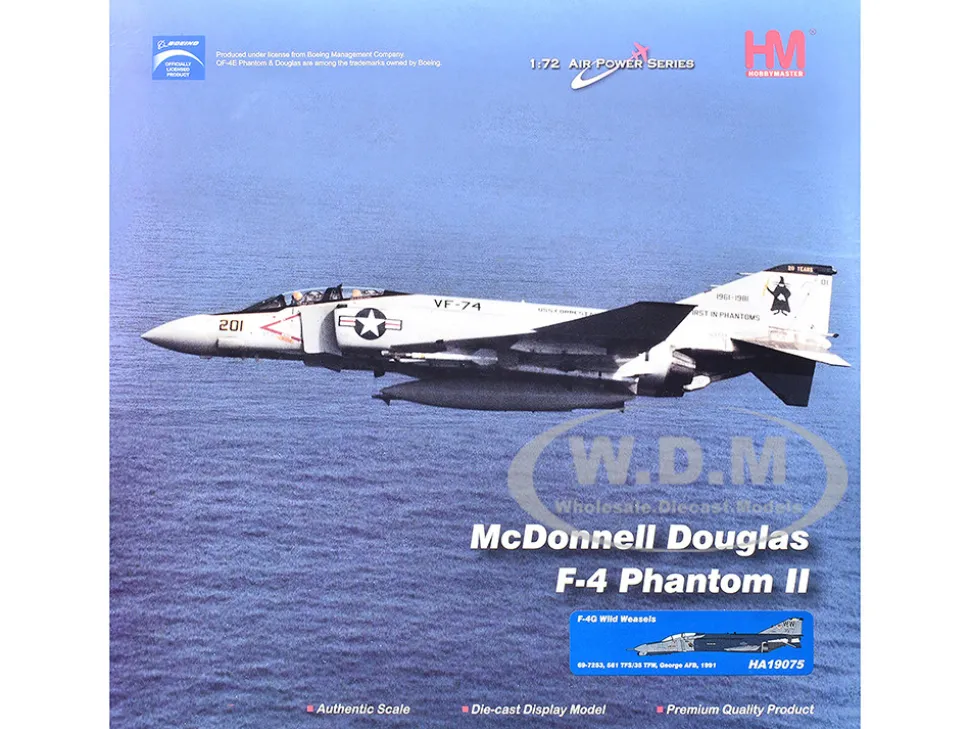 McDonnell Douglas F-4G Phantom II Fighter-Bomber Aircraft "Wild Weasels, 69-7253, 561st TFS, 35th TFW, George AFB" (1991) United States Air Force "Air Power Series" 1/72 Diecast Model by Hobby Master