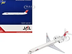 McDonnell Douglas MD-90 Commercial Aircraft "Japan Airines" (JA002D) White with Red Tail 1/400 Diecast Model Airplane by GeminiJets