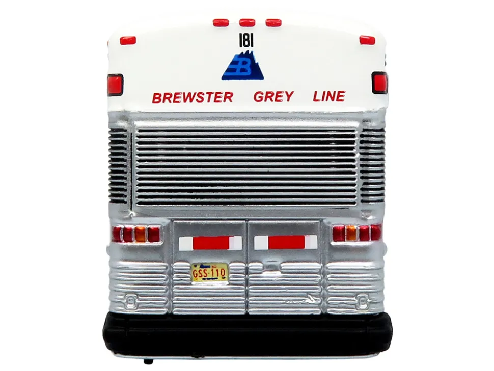 2001 MCI D4000 Coach Bus "Brewster Gray Line" White with Blue Stripes "Vintage Bus & Motorcoach Collection" Limited Edition to 504 pieces Worldwide 1/87 (HO) Diecast Model by Iconic Replicas