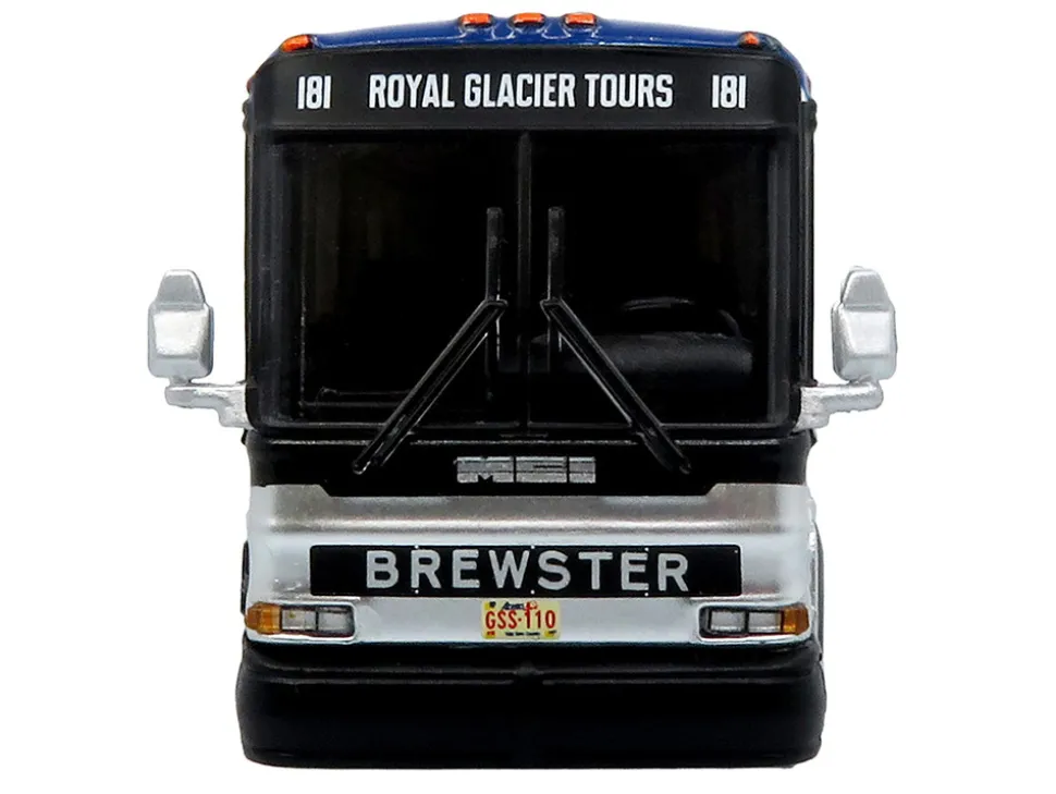 2001 MCI D4000 Coach Bus "Brewster Gray Line" White with Blue Stripes "Vintage Bus & Motorcoach Collection" Limited Edition to 504 pieces Worldwide 1/87 (HO) Diecast Model by Iconic Replicas
