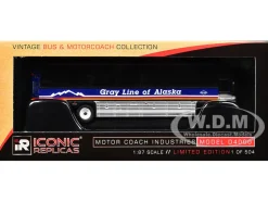 2001 MCI D4000 Coach Bus "Gray Line of Alaska" Dark Blue with Stripes "Vintage Bus & Motorcoach Collection" Limited Edition to 504 pieces Worldwide 1/87 (HO) Diecast Model by Iconic Replicas