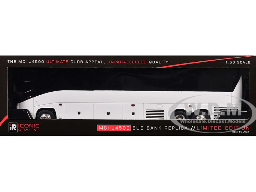 MCI J4500 Coach Bus Bank White Limited Edition 1/50 Model by Iconic Replicas