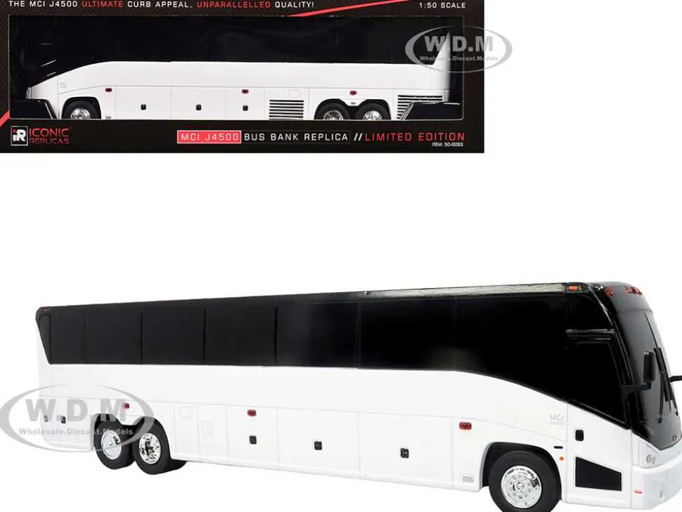 MCI J4500 Coach Bus Bank White Limited Edition 1/50 Model by Iconic Replicas
