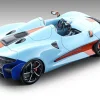 2020 McLaren Elva Convertible Light Blue with Orange Accents Exclusive Collection Series Limited Edition to 79 pieces Worldwide 1/18 Model Car Tecnomodel T18-EX09A