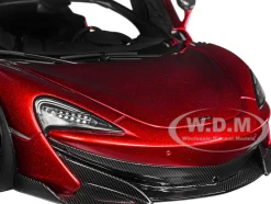 McLaren 600LT Vermillion Red and Carbon 1/18 Model Car Autoart 76085