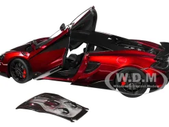 McLaren 600LT Vermillion Red and Carbon 1/18 Model Car Autoart 76085