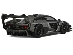 McLaren Senna GTR Dark Gray Metallic with Carbon Hood and Black Top 1/64 Diecast Model Car by CM Model