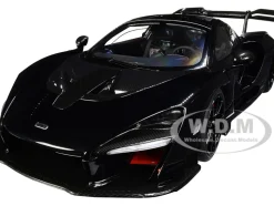 McLaren Senna Stealth Cosmos Black Carbon Accents 1/18 Model Car Autoart 76076