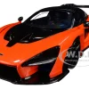 McLaren Senna Trophy Mira Orange and Black Carbon Accents 1/18 Model Car Autoart 76078