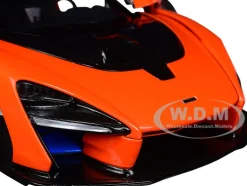 McLaren Senna Trophy Mira Orange and Black Carbon Accents 1/18 Model Car Autoart 76078