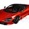 McLaren 720S Memphis Red Metallic Black Top Carbon Accents 1/18 Model Car Autoart 76072