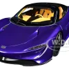 McLaren Speedtail Lantana Purple Metallic with Black Top and Yellow Interior and Suitcase Accessories 1/18 Model Car Autoart 76089