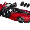 McLaren Speedtail Volcano Red Metallic with Black Top and Suitcase Accessories 1/18 Model Car Autoart 76087