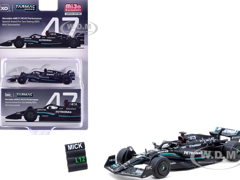 Mercedes-AMG F1 W14 E Performance #47 Mick Schumacher Formula One F1 "Spanish GP Tyre Testing" (2023) with Pit Board "Global64" Series 1/64 Diecast Model Car by Tarmac Works