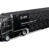 Mercedes-Benz Actros Gigaspace Car Transporter Black and Mercedes-AMG F1 W15 E Performance #63 George Russell "Petronas" Formula One F1 World Championship (2024) "Racing Hauler" Series 1/43 Diecast Model Car by Bburago