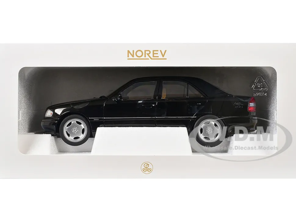 1993 Mercedes-Benz C36 AMG Black Metallic 1/18 Diecast Model Car by Norev