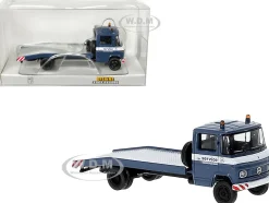 1968 Mercedes-Benz L 608 D Flatbed Truck Blue with White Stripes "Mercedes-Benz Service" 1/87 (HO) Scale Model Car by Brekina