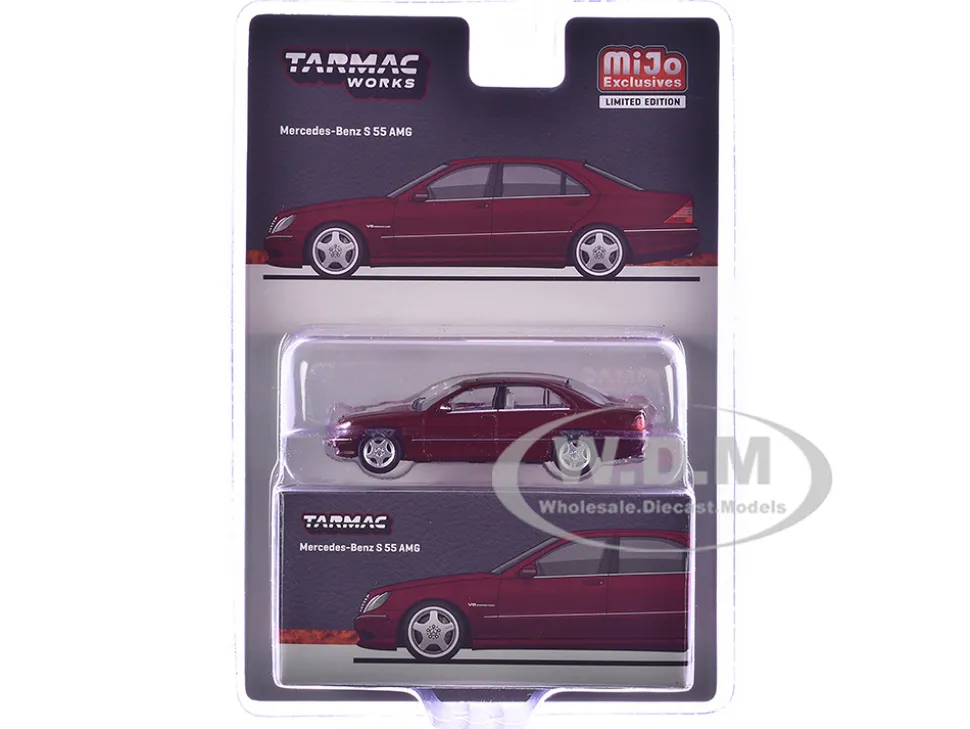 Mercedes-Benz S 55 AMG Bordeaux Red Metallic "Global64" Series 1/64 Diecast Model by Tarmac Works