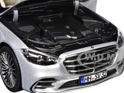 2021 Mercedes-Benz S-Class AMG Line Silver Metallic with Sunroof 1/18 Diecast Model Car by Norev