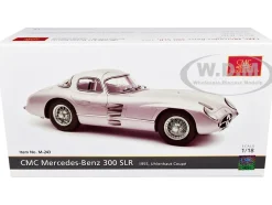 1955 Mercedes Benz 300 SLR Uhlenhaut Coupe Silver with Blue Interior 1/18 Diecast Model Car CMC M-243