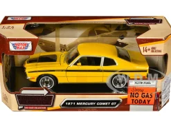 1971 Mercury Comet GT Yellow with Black Stripes Forgotten Classics Series 1/24 Diecast Model Car Motormax 79047Y