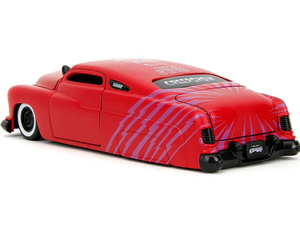 1951 Mercury Matt Red with Purple Stripes and Creep Diecast Figure "Creepshow" (1982) Movie "Hollywood Rides" Series 1/24 Diecast Model Car by Jada