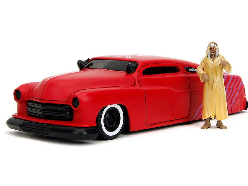 1951 Mercury Matt Red with Purple Stripes and Creep Diecast Figure "Creepshow" (1982) Movie "Hollywood Rides" Series 1/24 Diecast Model Car by Jada