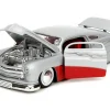 1951 Mercury Silver Metallic and Red with Flame Graphics and Red Interior "Bigtime Muscle" Series 1/24 Diecast Model Car by Jada