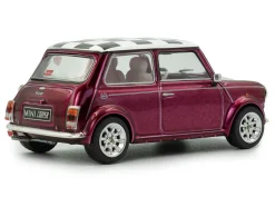 1997 Mini Cooper Sport Purple Metallic with White Stripes and Checkered Top 1/43 Diecast Model Car by Solido
